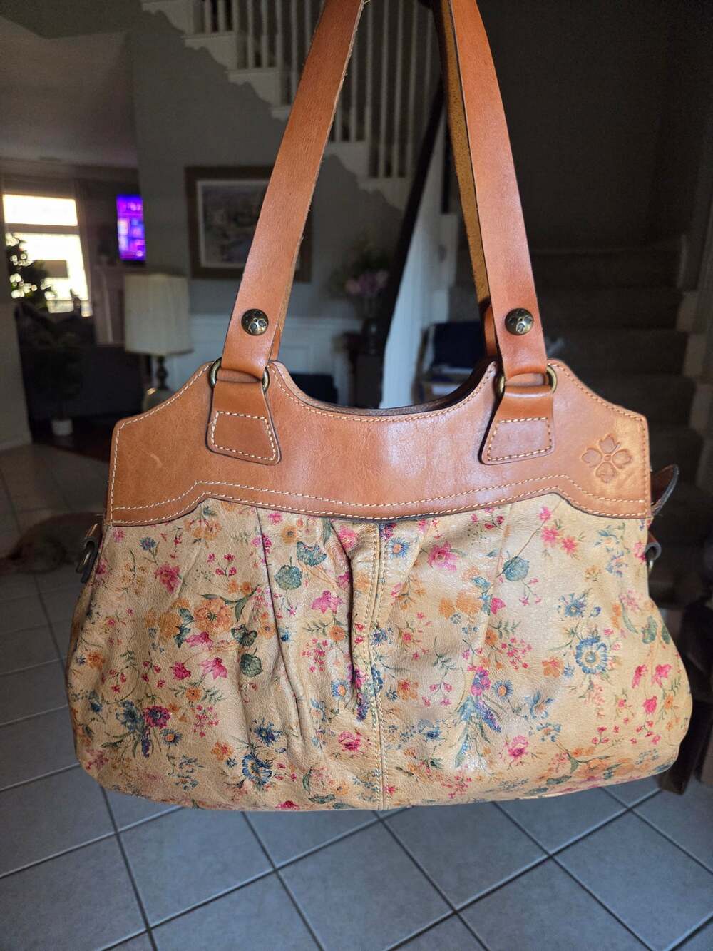 Patricia Nash Napoli Satchel Fleur De Jardin Prairie Rose Floral Shoulder Bag